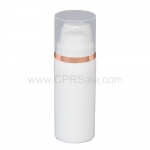 Airless Bottle, Natural Cap with Shiny Rose Gold Band, White Pump, White Body, 10 mL - Texas